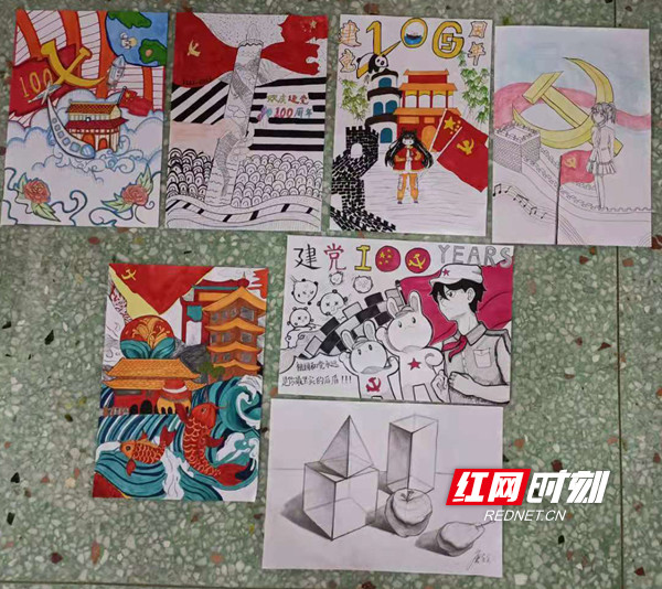 永州市黄冈博才学校举行"庆祝建党100周年"现场书画比赛