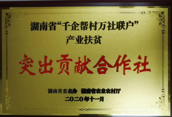 资兴一农民合作社荣获省产业扶贫"突出贡献合作社"