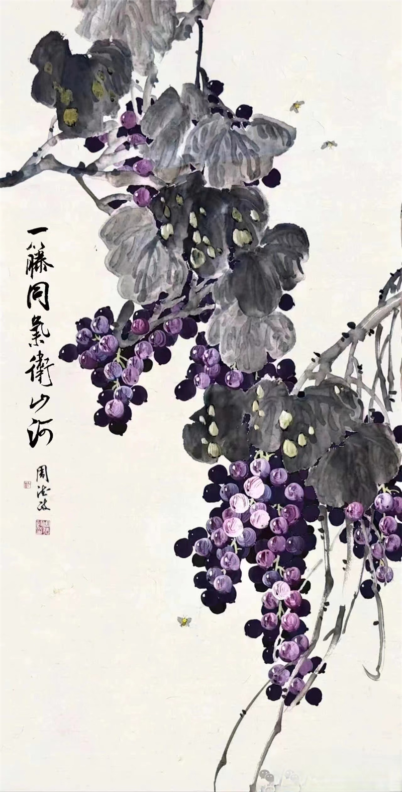 一藤同气卫山河 国画 80X190 Cm 周德政_副本.jpg