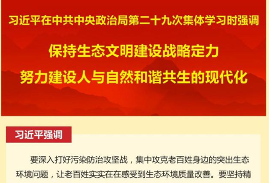 习近平在中共中央政治局第二十九次集体学习时强调 保持生态文明建设战略定力 努力建设人与自然和谐共生的现代化