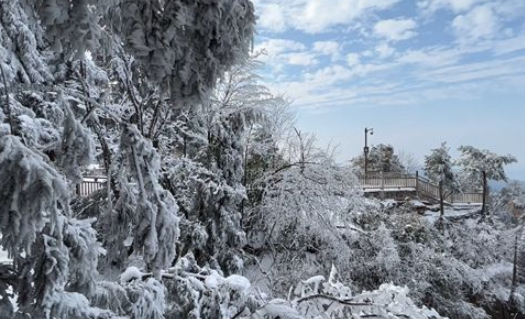 张家界武陵源：天子山上雪如画