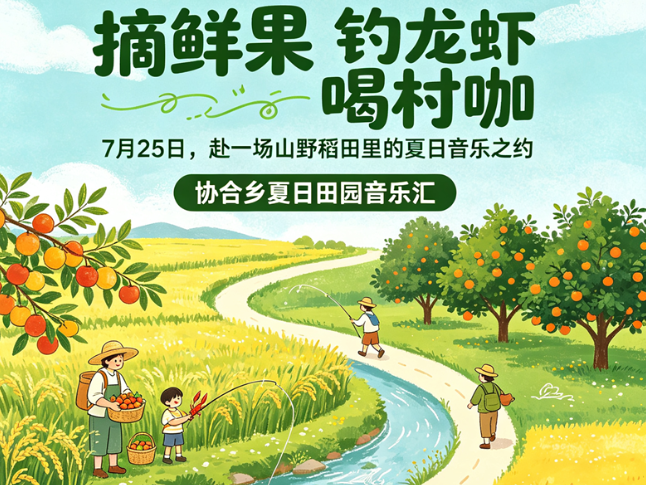 摘鲜果、钓龙虾、喝村咖！7月25日 赴一场山野稻田里的夏日音乐之约