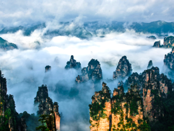 春分时节武陵源：三千奇峰披新绿 人间仙境入画来