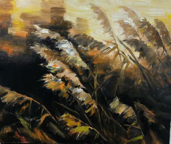 6.翟麟： 哑河的芦苇  （油画）.jpg