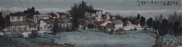 10.吴新华：安乡县大鲸港镇大港村（中国画）.jpg