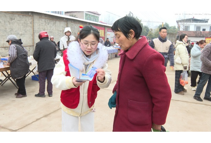 安乡大学生普法进官垱镇：春节前集市吹来法治春风