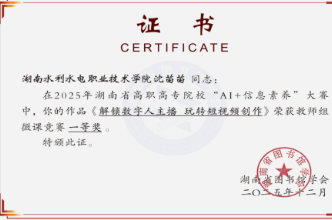 湖南水电职院师生在2025年湖南省高职高专院校 “AI + 信息素养”大赛中荣获佳绩