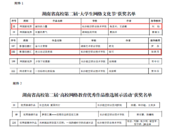 喜报！长沙航院师生在湖南省高校第二届“一节一推选”活动中喜获佳绩