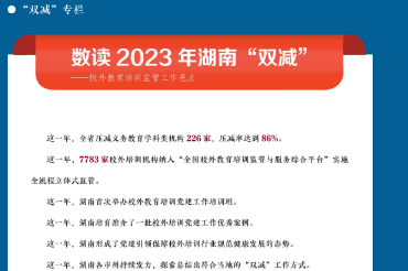 “双减”专栏：数读2023年湖南“双减”