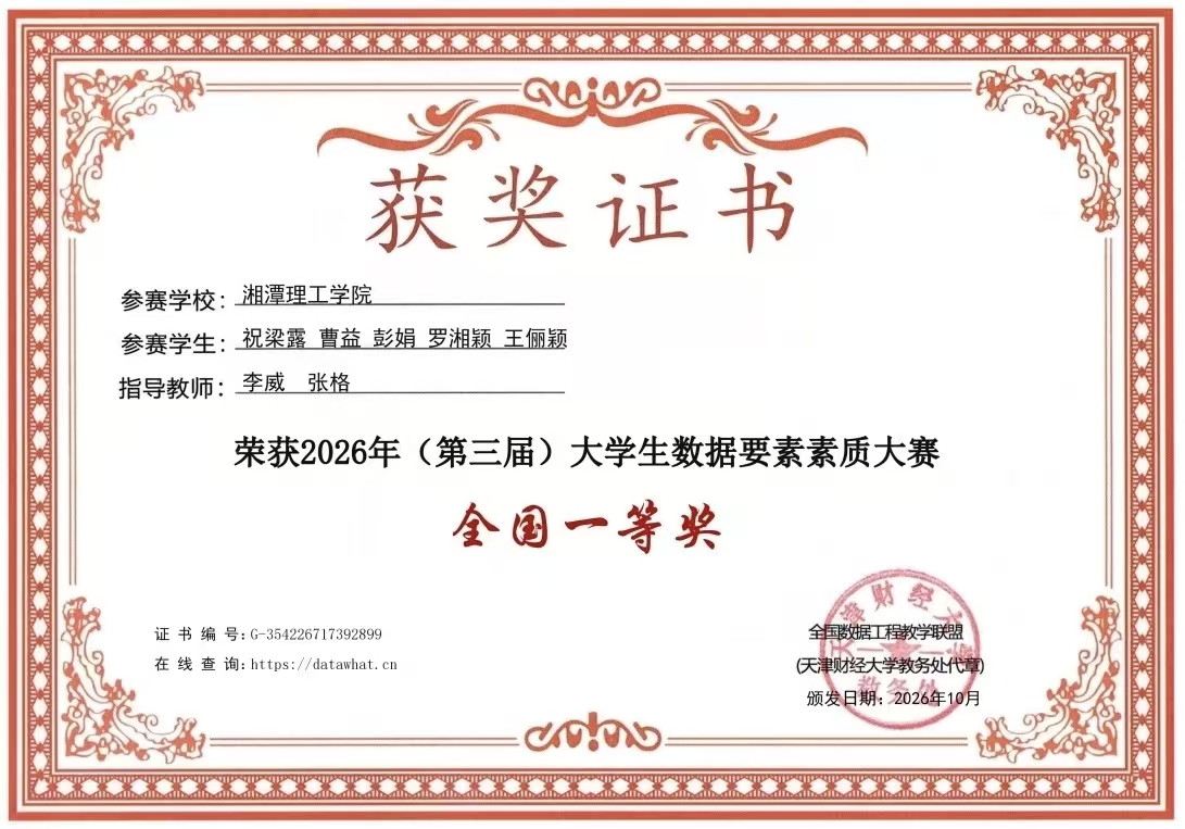 智慧互联科创队全国一等奖获奖证书