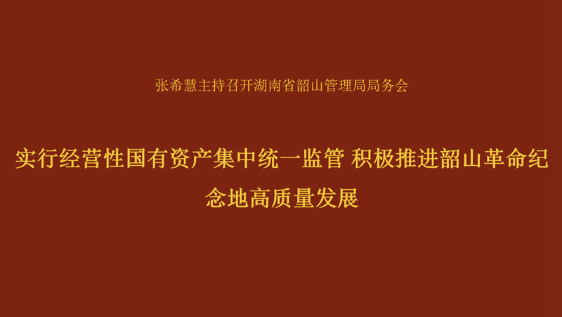 实行经营性国有资产集中统一监管 积极推进韶山革命纪念地高质量发展