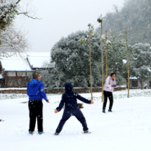 张家界黄龙洞景区：雪地撒欢乐悠悠（组图）