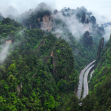 山峦间云雾缭绕，宛见游龙！武陵源百丈峡旅游公路美如画卷