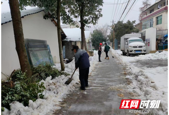 新时代文明实践耀武陵丨芷兰街道高峰社区老党员带头铲雪除冰 共筑平安出行路