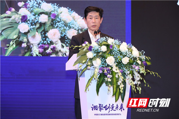 湖南泰嘉新材料科技股份有限公司董事长方鸿做《创新谋变，实现高质量发展》的主题发言。
