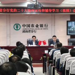 农行湖南省分行开展党的二十大精神专题宣传和辅导学习