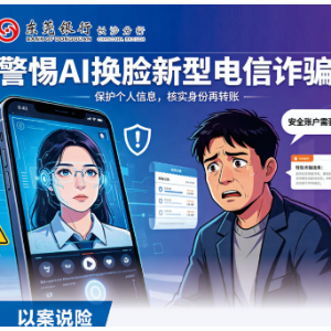 东莞银行长沙分行以案说险：警惕AI换脸新型电信诈骗