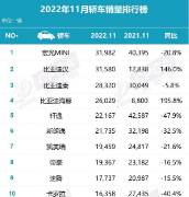 “数”说车市丨11月轿车销量榜出炉，自主品牌包揽前四