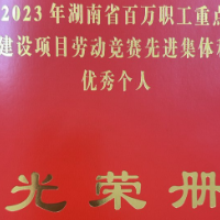 湖南省水电设计院获湖南省百万职工重点建设项目劳动竞赛先进单位