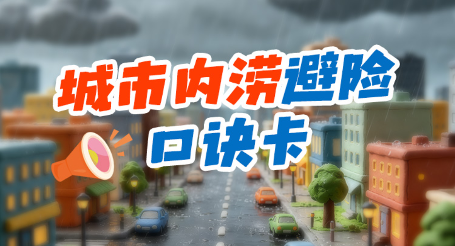 城市内涝避险口诀卡丨城市内涝，往高走、不涉水、防触电！