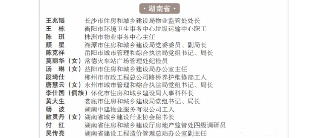 全国住建系统抗击新冠肺炎疫情先进表彰公示！湖南15人上榜