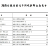 湖南省报废机动车回收拆解企业名单