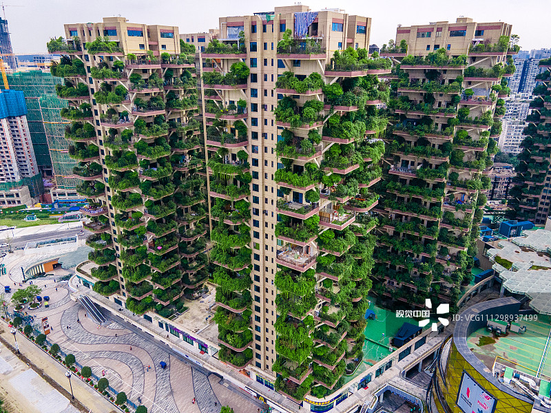 2020年09月15日，成都首个城市森林花园建筑，居民住在三面环景的私家庭院中，层层有街巷，户户有庭院，看起来就像是居住在“森林”中一样。小区人们还能在家种花种菜，乐享田园生活。小区利用了住宅的全部建筑外墙墙面进行垂直绿化、空间绿化，还采用了外挑平台覆土后植树绿化，使全部外墙都被花草树木所覆盖，看起来就像是一个垂直的森林。