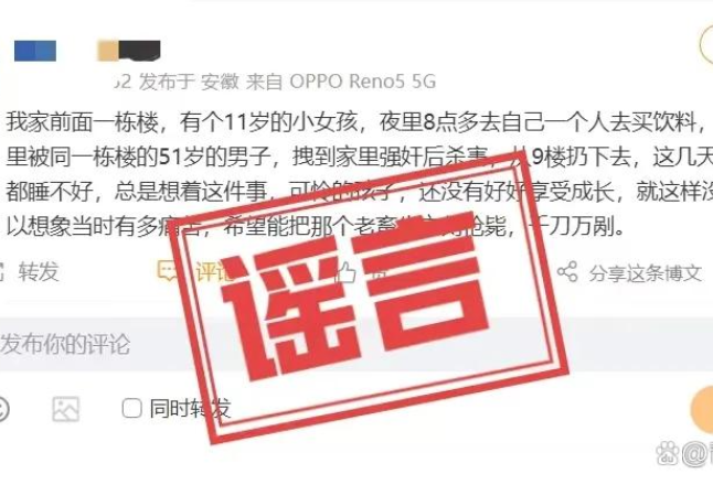 网民编造“女孩被奸杀”网络谣言被依法处罚!