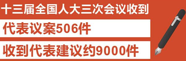 十三届全国人大三次会议收到代表议案506件 收到代表建议约9000件