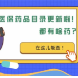 国家医保药品目录更新！都有啥药？在这儿能查！
