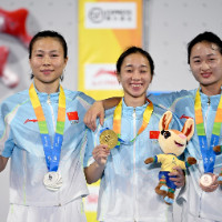 中国队包揽三亚亚沙会速度攀岩男、女金牌