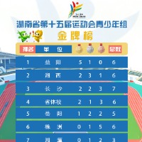 湖南省第十五届运动会金牌榜（截至8月13日20时）
