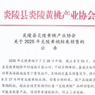 预计8月27日，今年炎陵黄桃采摘、销售全部结束