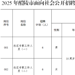 12人！醴陵市公开招聘城市社区专职工作人员