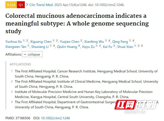 南华附一胃肠外科肖帅团队在结直肠黏液腺癌领域取得重要研究成果