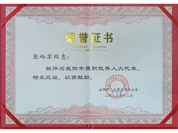 白沙溪副总经理张岭苓荣膺益阳市优秀人大代表