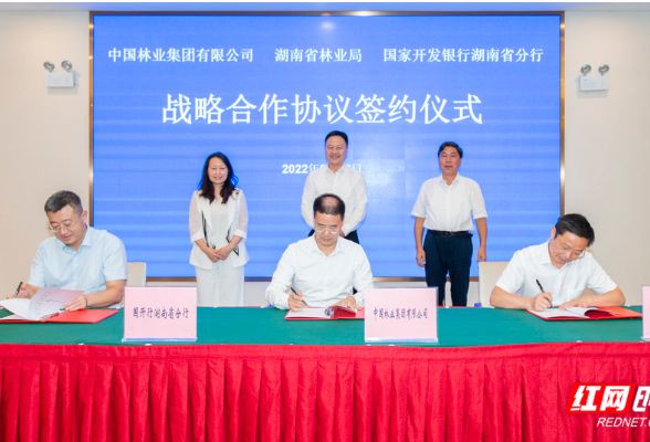 湖南省林业局与中林集团、国开行湖南省分行签署战略合作协议