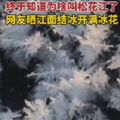 松花江冬季结冰开满冰花