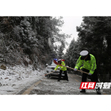 武陵源交警全力护航低温冰雪天气下的景区道路畅安