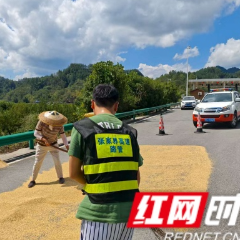 收费站外广场变“晒谷场” 张家界高速人积极劝阻除隐患