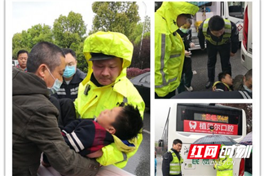 男孩被卡车底，路过交警雨中施救