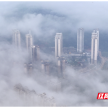 立秋后的郴州城区首场云海景观