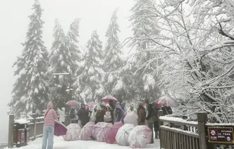 张家界国家森林公园初雪至：银装裹奇峰，游客雪中乐游