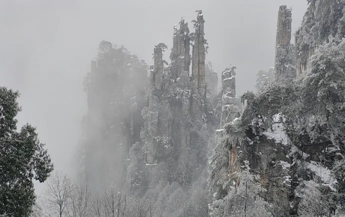 组图 | 张家界国家森林公园迎来降雪天气