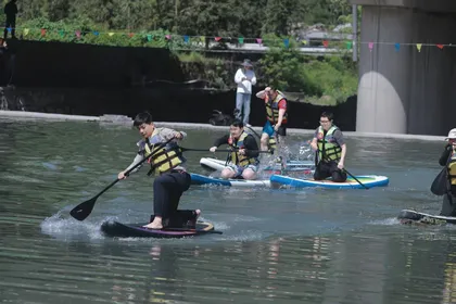 永定区教字垭镇首场桨板运动活动举行