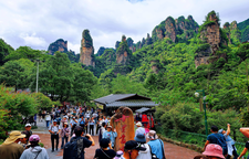 张家界十里画廊：雨后青山迎初夏 游人如织赏奇峰