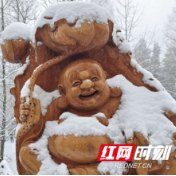 张家界核心景区武陵源：根雕雪趣（组图）