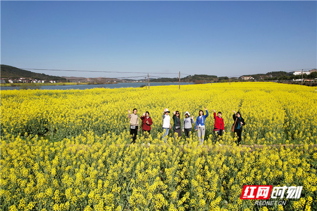 ​3月8日，湖南省衡东县杨林镇柴埠村，众多游客在油菜花海中踏青赏花。春暖花开，春光明媚，人们纷纷走出户外踏青、春游，亲近美好的大自然。