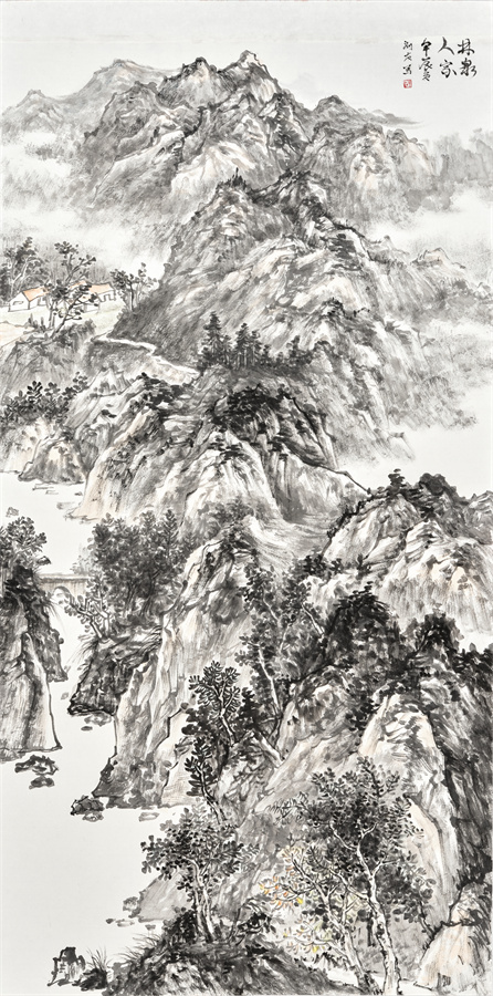 14.林泉人家  国画  138x68cm 刘友.jpg