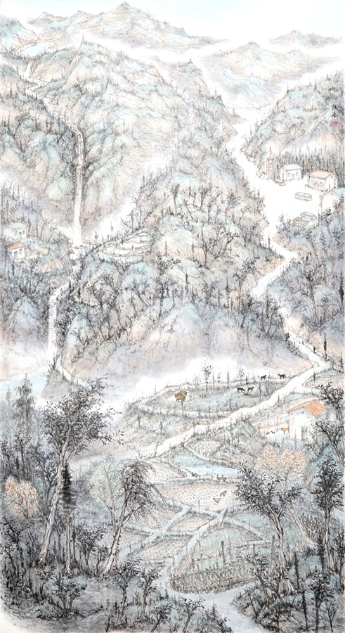 3.仰望秋岳 国画 180x97cm 杨铁春.jpg